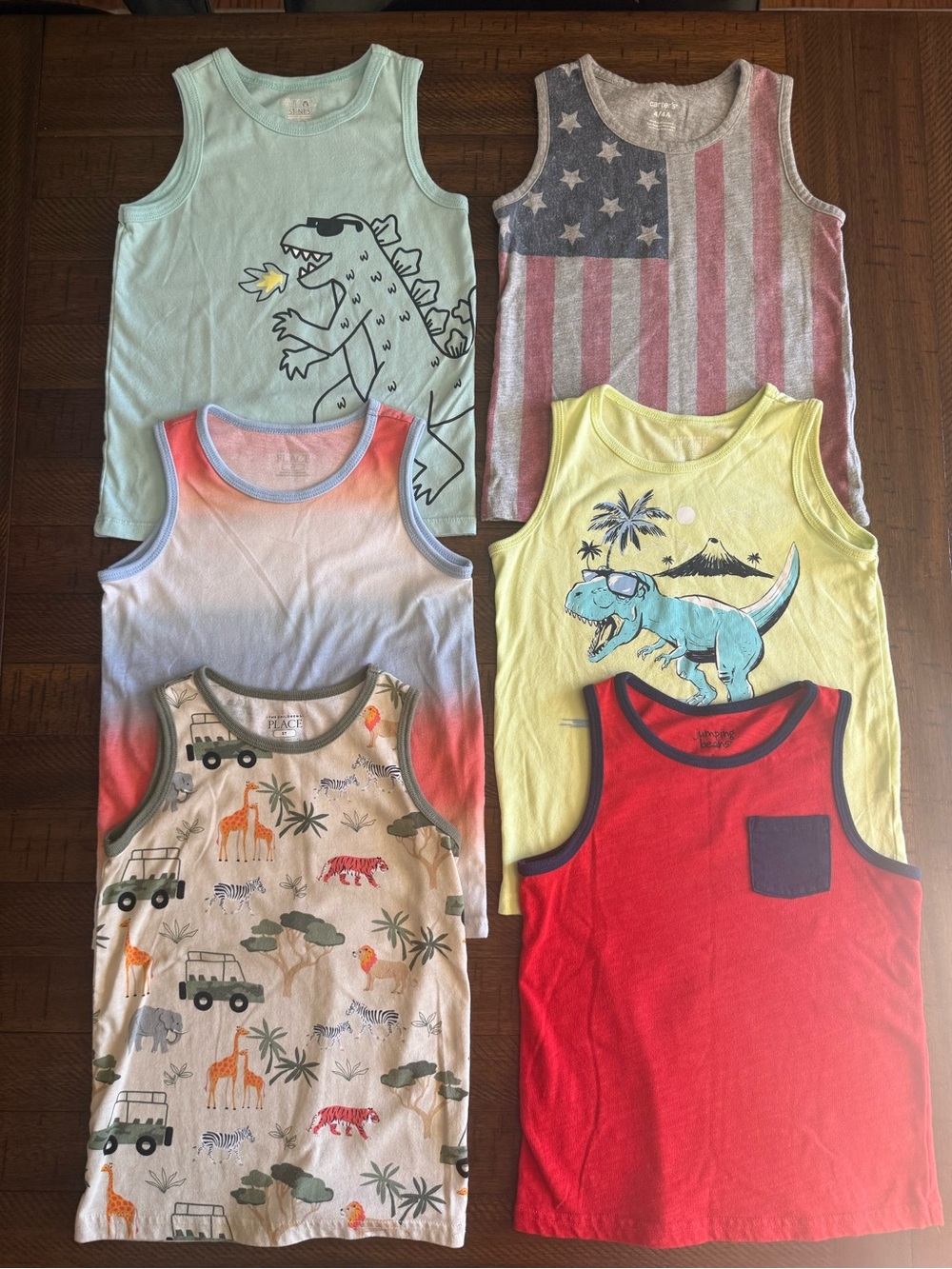 Children’s Place / Carter-Tank Top Bundle 5T - Mixed Colors & Dino, 4th of July
